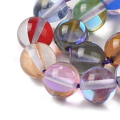 Гальванические нити из синтетических бусин из лунного камня G-C131-A01-02-1