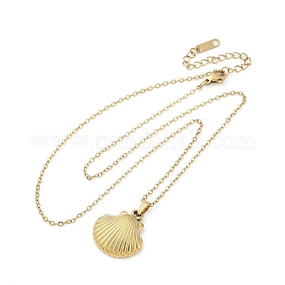 Ожерелья с подвесками в форме ракушки из нержавеющей стали 304 NJEW-M096-20G-1
