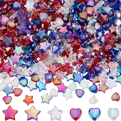 900 шт. 6 стиля наборы экологически чистых прозрачных акриловых бусин на тему Дня независимости MACR-SP0001-55-1