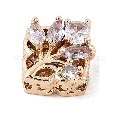 Латунные микро проложить кубического циркония бусы KK-K297-30G-02-1