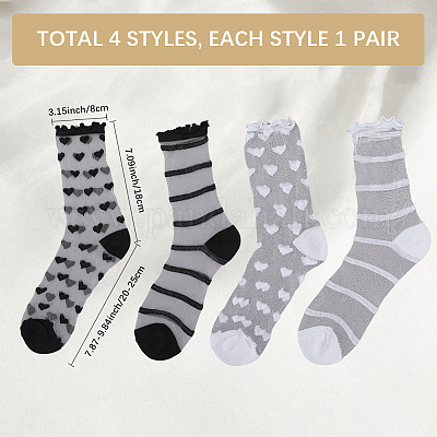 Eatcabin 4 пара 4 стилей нейлоновых носков из стекловолокна для женщин и девочек AJEW-CN0004-33-1