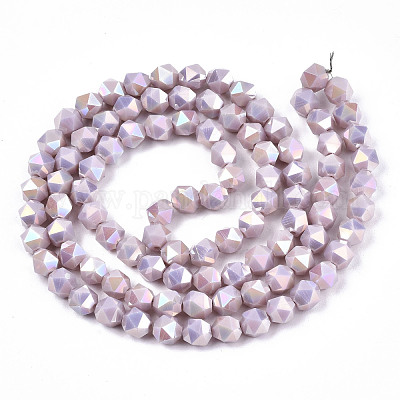 Гальванические непрозрачные стеклянные бусины EGLA-T019-05R-1