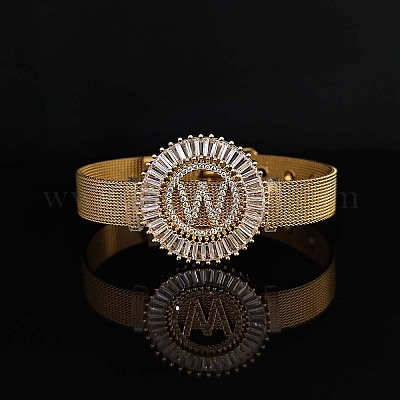 Латунные браслеты с микропаве из прозрачных кубических цирконий для женщин FS-WGA7409-44-1