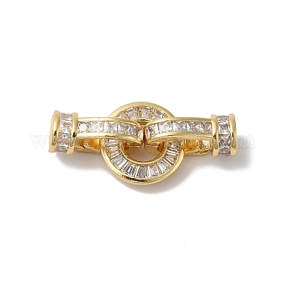 Реечное покрытие латунь микро паве прозрачный кубический цирконий складные застежки KK-A222-01A-G-1