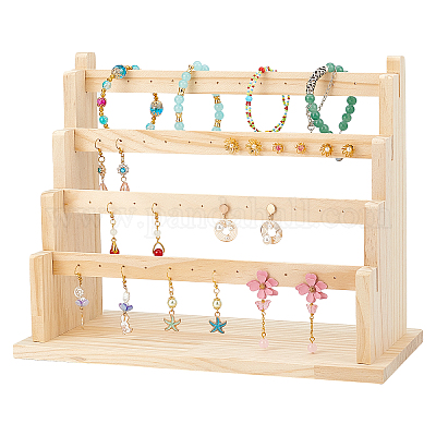 Wholesale 4Pcs Wooden Jewelry Display Card Stands 