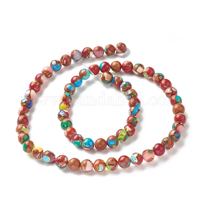 Собранные нити натуральных и окрашенных магнезитовых бусин G-L575-02K-A-1