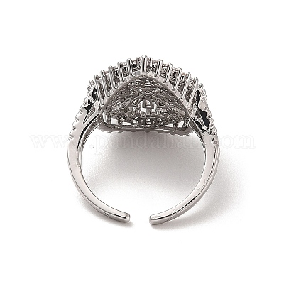 Открытые манжеты из латуни с микропаве кубический цирконий RJEW-R146-16C-P-1