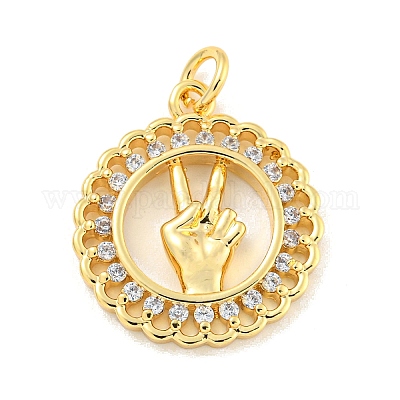 Латунные микропаве прозрачные подвески с фианитом KK-U007-01G-04-1