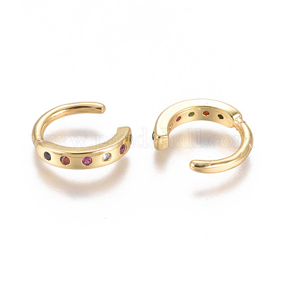 Серьги-манжеты с цирконом из позолоченной латуни EJEW-L244-07G-1