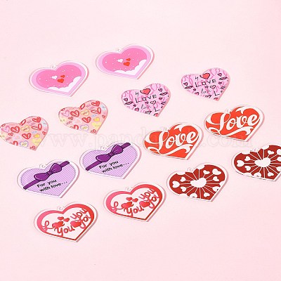 14 шт. 7 стиля подвески из прозрачного акрила ко Дню святого Валентина OACR-FS0001-98-1