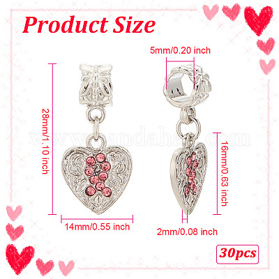 30 шт. европейские подвески-шармы из сплава розового цвета со стразами MPDL-OC0001-01-1