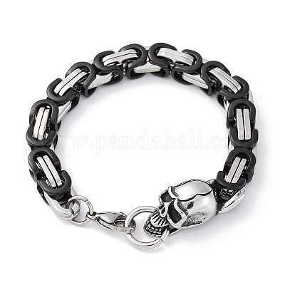 201 браслет-цепочка из нержавеющей стали с византийским узором BJEW-B078-160P-1