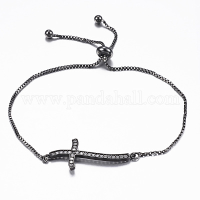 Регулируемые латунные браслеты-слайдеры из циркония BJEW-E317-43-1