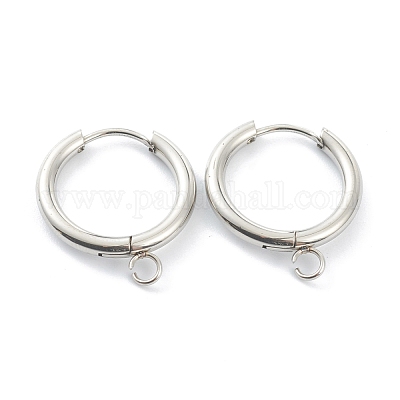 Stainless steel huggie hoops with loop, Gold, Silver, Earring findings