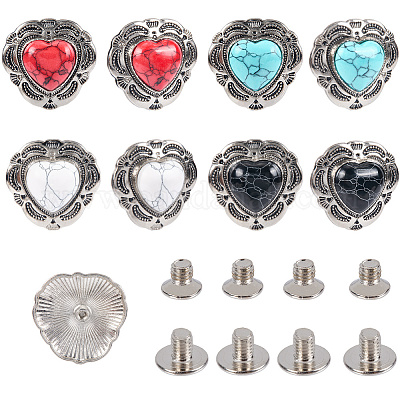 8 комплект декоративных заклепок из сплава 4 цветов BUTT-CP0001-08-1