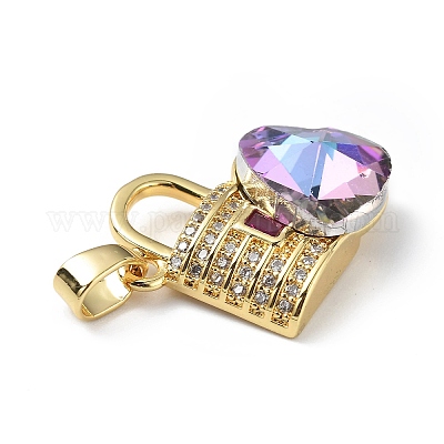 Настоящие 18-каратные позолоченные подвески из латуни с микропаве из прозрачного кубического циркония KK-C015-17G-04-1