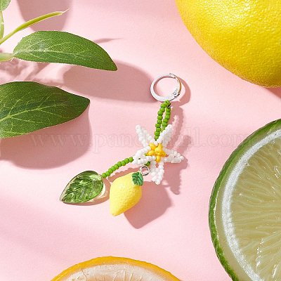 Маркеры для фиксации петель из смолы и стеклянных бусин в виде цветка лимона HJEW-MZ00281-1