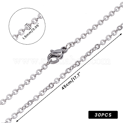 PH PandaHall 20pcs 1mm Stainless Steel Cable Chain Necklaces Golden Link Chain with Lobster Claw Clasps for Men Women DIY Crafts Jewelry Making
