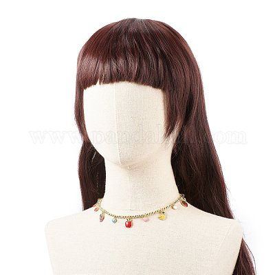 Колье с фруктовыми подвесками в форме сердца NJEW-JN03964-1