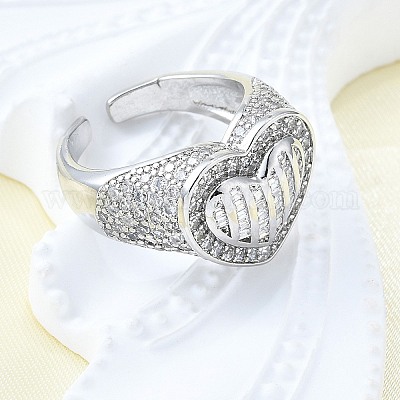 Латунные кольца-манжеты с микропаве и прозрачным цирконием для женщин RJEW-G347-01P-1