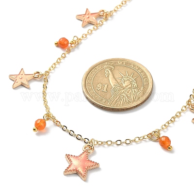 Ожерелье с подвесками в виде звезд из натурального агата NJEW-JN04404-01-1