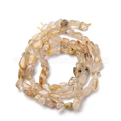 Нити бусин из натурального золота с рутилированным кварцем G-I389-A25-1