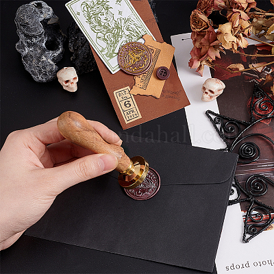 Латунная восковая печать штамп с ручкой AJEW-WH0184-0492-1