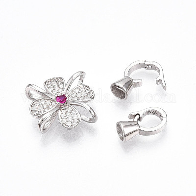 925 стерлингового серебра микро проложить кубического циркония раз за застежками STER-T008-02P-02-1