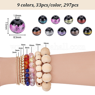 297шт 9 цвета стеклянные бусины GLAA-PH0003-30-1
