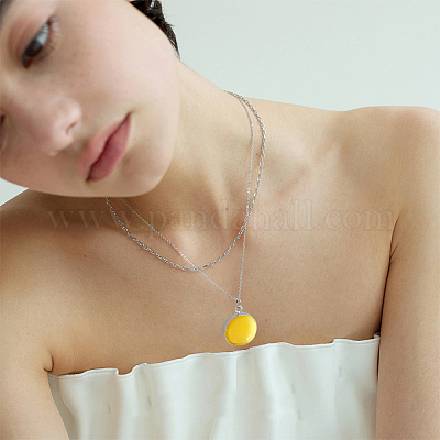 1 шт. 925 плоских круглых подвески из стерлингового серебра с оправой в виде кабошона STER-BC0003-40P-1