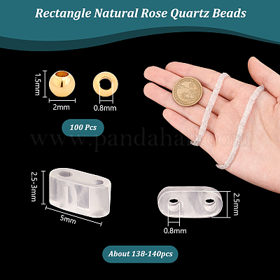 1 нить прямоугольных бусин из натурального розового кварца G-NB0005-53-1