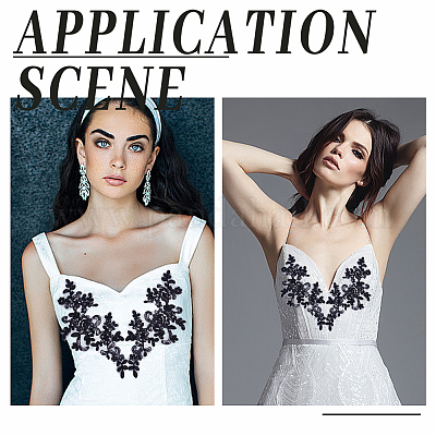 Кружевные аппликации с металлической вышивкой из полиэстера PATC-WH0010-80C-1