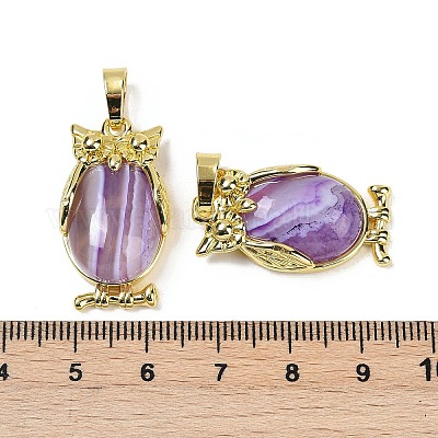 Подвеска из натурального полосчатого агата (окрашенного и нагретого) KK-F887-02G-16-1