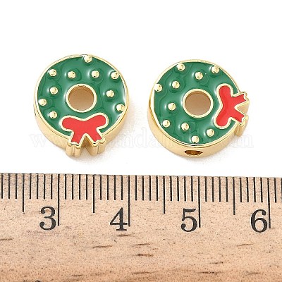 Рождественские латунные эмалевые бусины KK-I474-G13-1