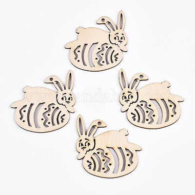 Неокрашенные натуральные деревянные большие подвески WOOD-S058-018-1