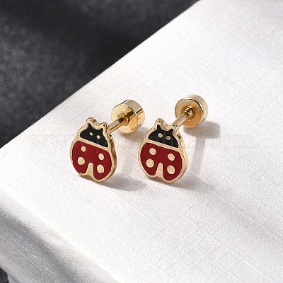 Серьги-гвоздики из нержавеющей стали 304 EJEW-F396-02D-G-1