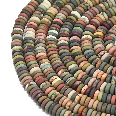 Нити бусин из матовой натуральной яшмы Пикассо/полихромной яшмы G-K389-C28-01-1