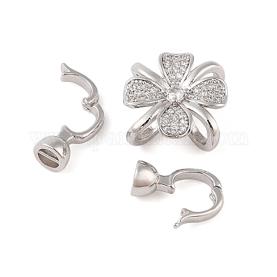 Стойка покрытие цветок латунь проложить прозрачный кубический цирконий сложить застежки FIND-Q112-01P-1