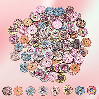 100 шт. пуговицы из тополя с 2 отверстиями BUTT-CY0001-14-1