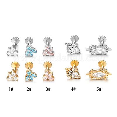 G23 титановые микропаве прозрачные кубические цирконии лабреты с внутренней резьбой WGA56E5-01-1