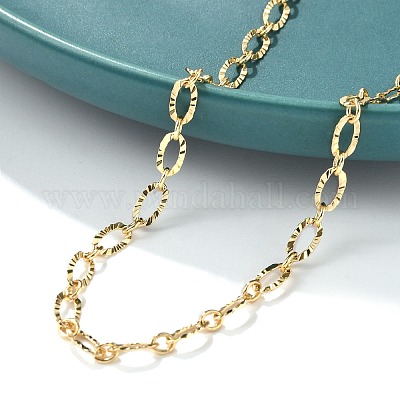 Овальные звенья цепи из текстурированной латуни для женщин и мужчин NJEW-F337-07G-1