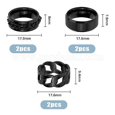 6 шт. набор из 6-х стильных цепочек из нержавеющей стали с простыми и панцирными цепочками для женщин RJEW-FI0001-01-1