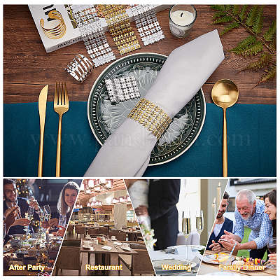 24 шт. 4 стильных кольца для салфеток из сплава и пластиковые стразы с украшением для держателя салфеток из полиэстера&nbsp;AJEW-AR0001-16-1