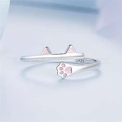 Кольца-манжеты с эмалевым покрытием из стерлингового серебра с принтом кошачьей лапки 925 шт. FS-WG89A7D-01-1