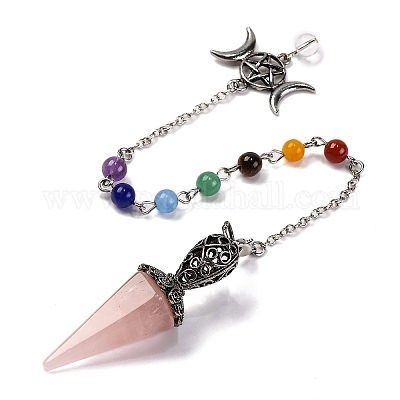 Биолокационные маятники из натурального розового кварца с заостренным шестиугольным конусом G-Q184-03G-AS-1