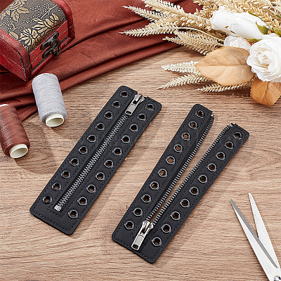 Вставки на молнии из искусственной кожи со шнуровкой в ботинках DIY-WH0474-002-1