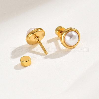 Плоские круглые серьги-гвоздики из нержавеющей стали YB1326-1