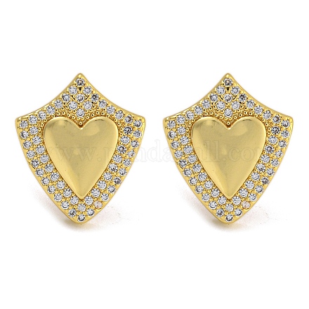 Серьги-гвоздики из латуни с микропаве из прозрачного кубического циркония EJEW-I313-18A-G-1