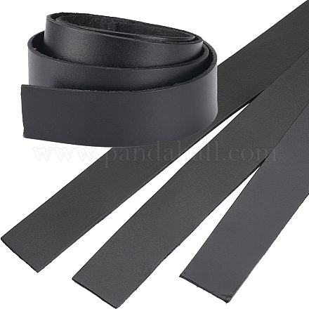 GORGECRAFT 3 Roll 25mm Wide Flat Leather Cord Genuine Leather Strip 2mm Thick Black Leather Strap Cowhide String Braiding Thread Rope for Bracelets Jewelry Making Belts Drawer Handle Pull DIY Crafts WL-GF0001-16A-02-1