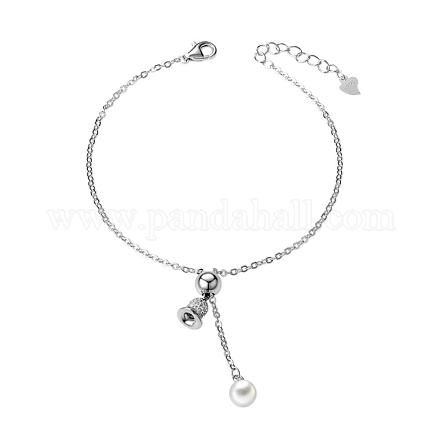 TINYSAND Sterling Silver Cubic Zirconia Jingle Bell Charm Bracelet TS-B385-S-1